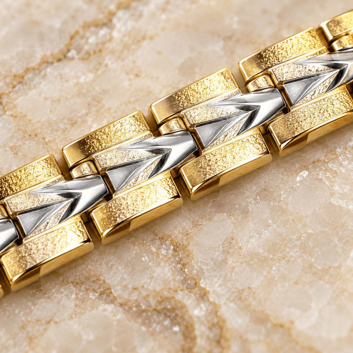 Two-Tone Chevron Bracelet - Men's Jewellery - Jaipuri Crown