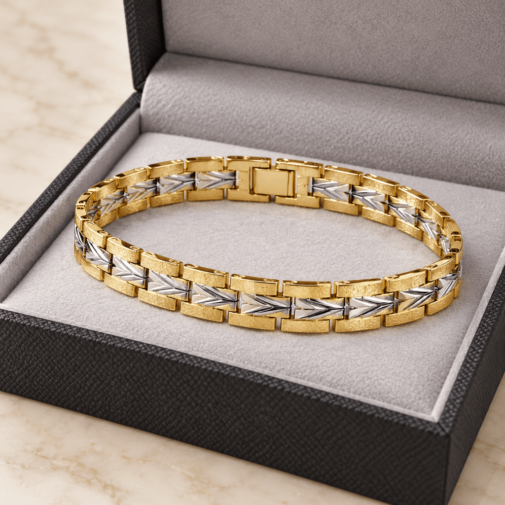 Two-Tone Chevron Bracelet - Men's Jewellery - Jaipuri Crown