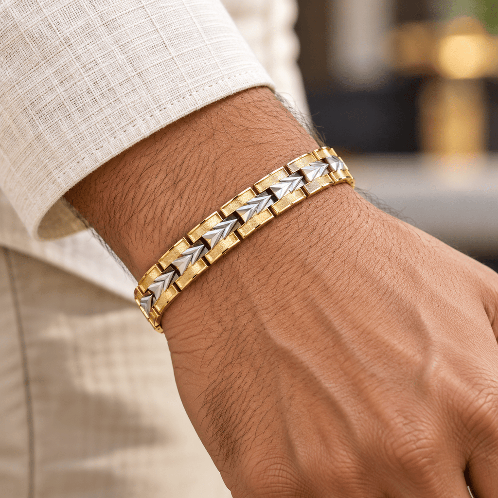 Two-Tone Chevron Bracelet - Men's Jewellery - Jaipuri Crown