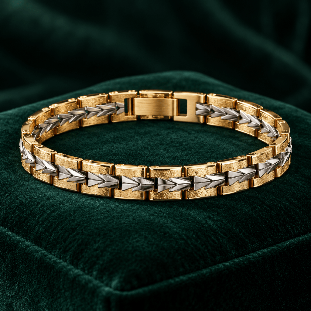 Two-Tone Chevron Bracelet - Men's Jewellery - Jaipuri Crown