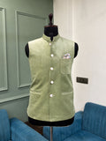 Velvet Nheru Jacket in Elegant Green - Jaipuri Crown
