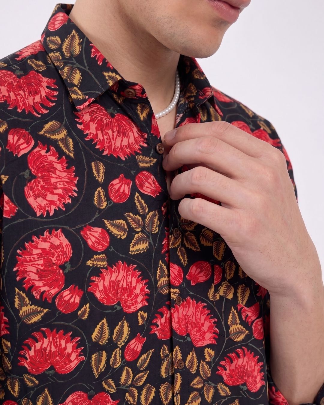 Vibrant Blooms – Men's Printed Cotton Full Sleeve Shirt - Jaipuri Crown