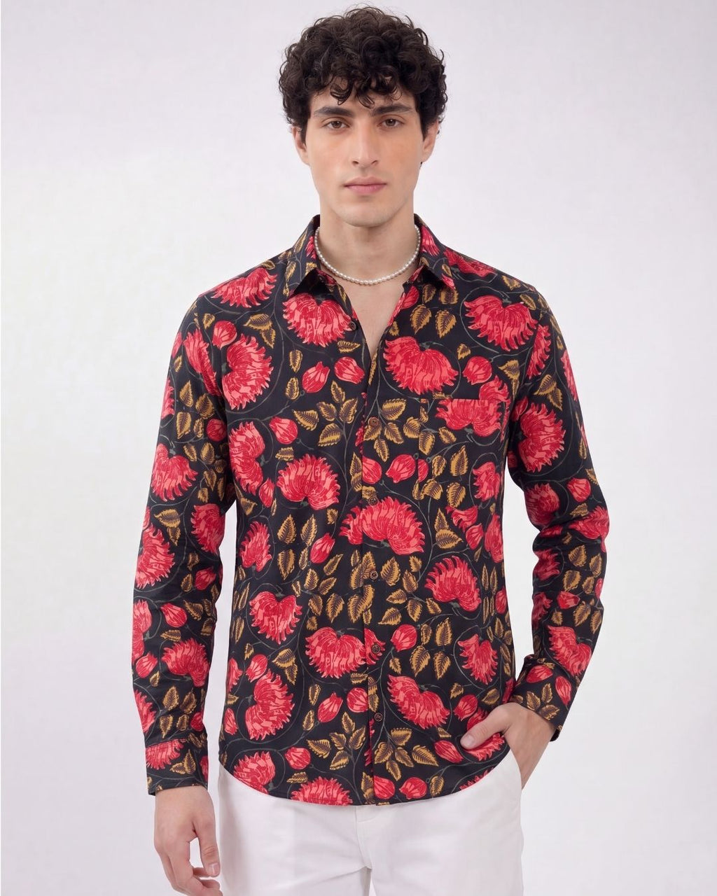 Vibrant Blooms – Men's Printed Cotton Full Sleeve Shirt - Jaipuri Crown