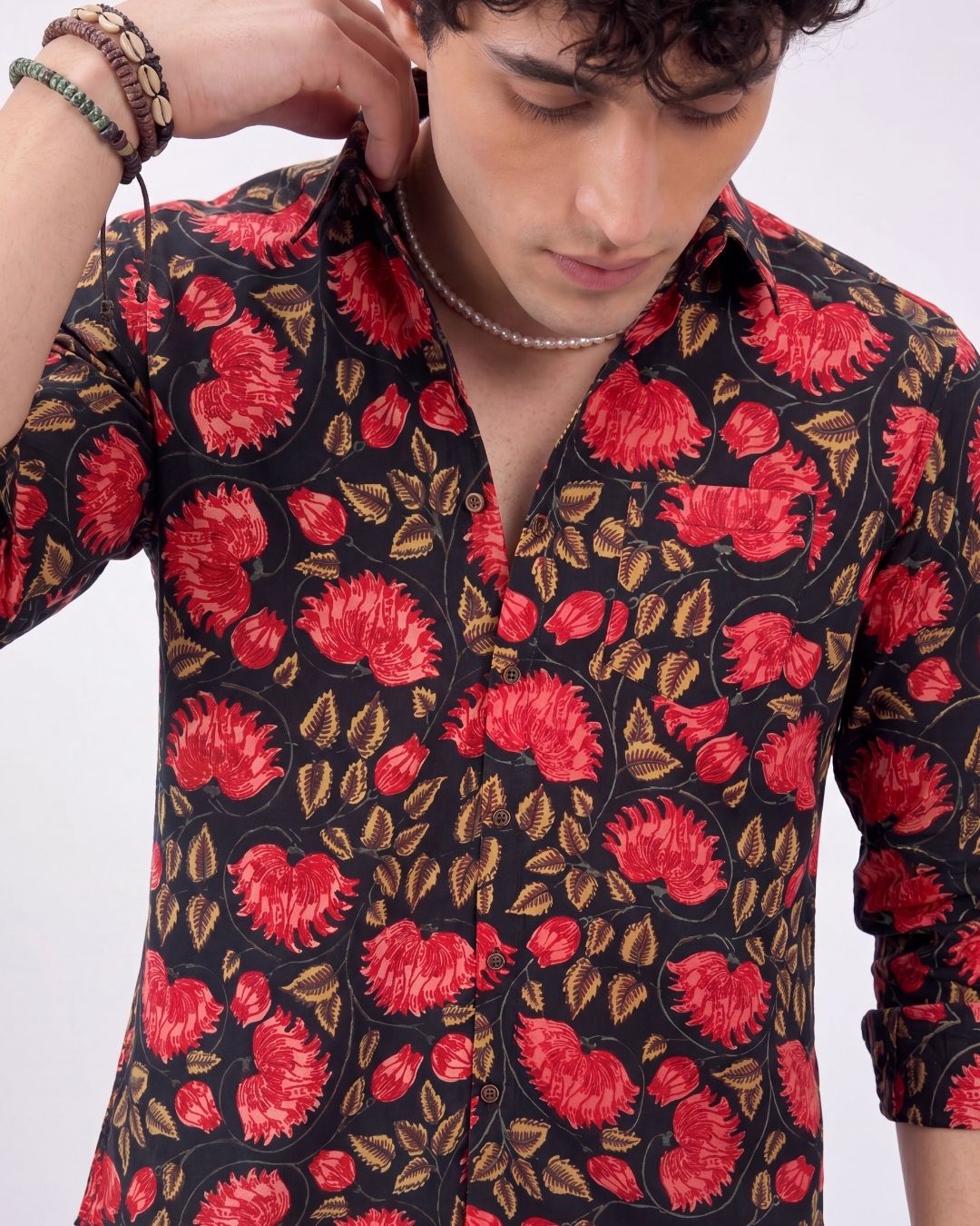 Vibrant Blooms – Men's Printed Cotton Full Sleeve Shirt - Jaipuri Crown