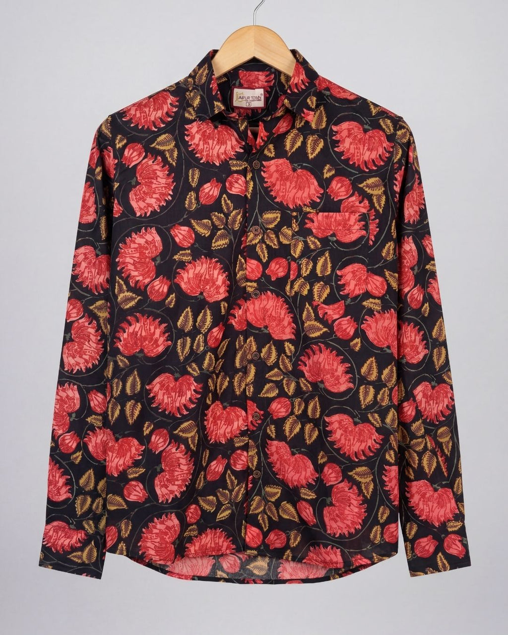 Vibrant Blooms – Men's Printed Cotton Full Sleeve Shirt - Jaipuri Crown