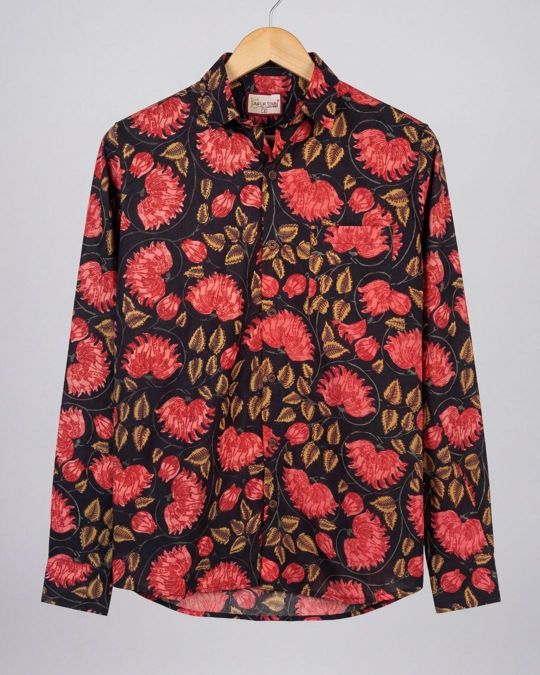 Vibrant Blooms – Men's Printed Cotton Full Sleeve Shirt - Jaipuri Crown