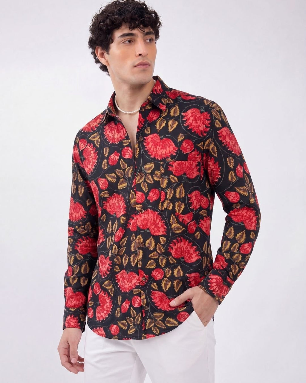 Vibrant Blooms – Men's Printed Cotton Full Sleeve Shirt - Jaipuri Crown