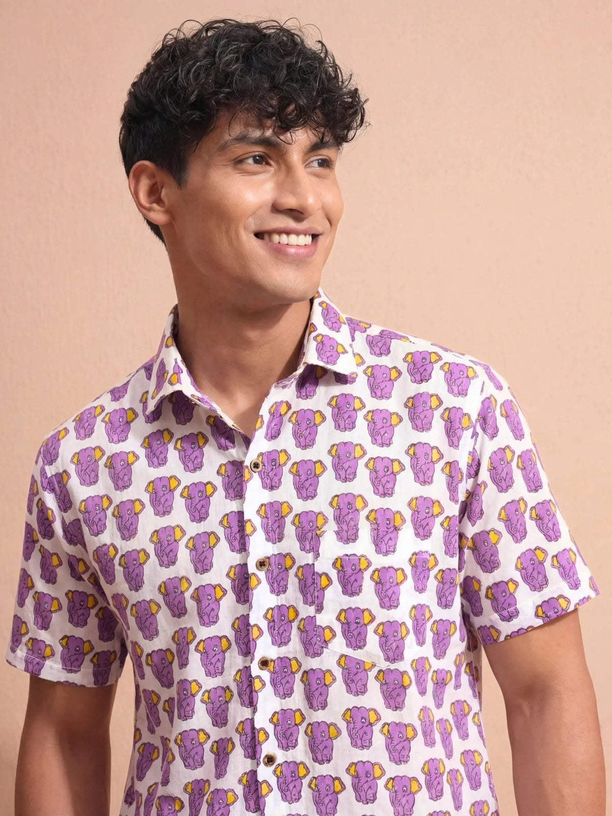 Vibrant Elephants – Cotton Half Sleeve Shirt - Jaipuri Crown