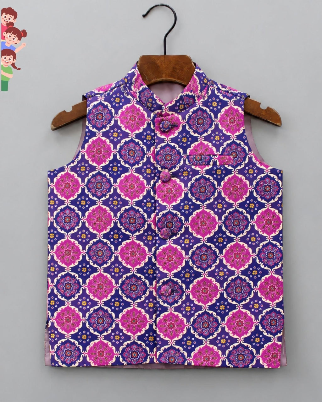 Vibrant Kid's Nehru Jacket - Jaipuri Crown