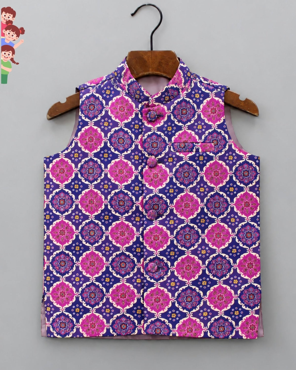 Vibrant Kid's Nehru Jacket - Jaipuri Crown