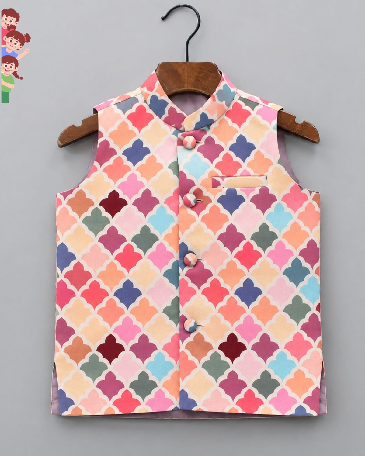 Vibrant Kid's Nehru Jacket - Jaipuri Crown