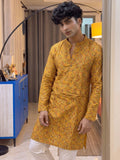 Vibrant Printed Long Kurta in Yellow - Jaipuri Crown