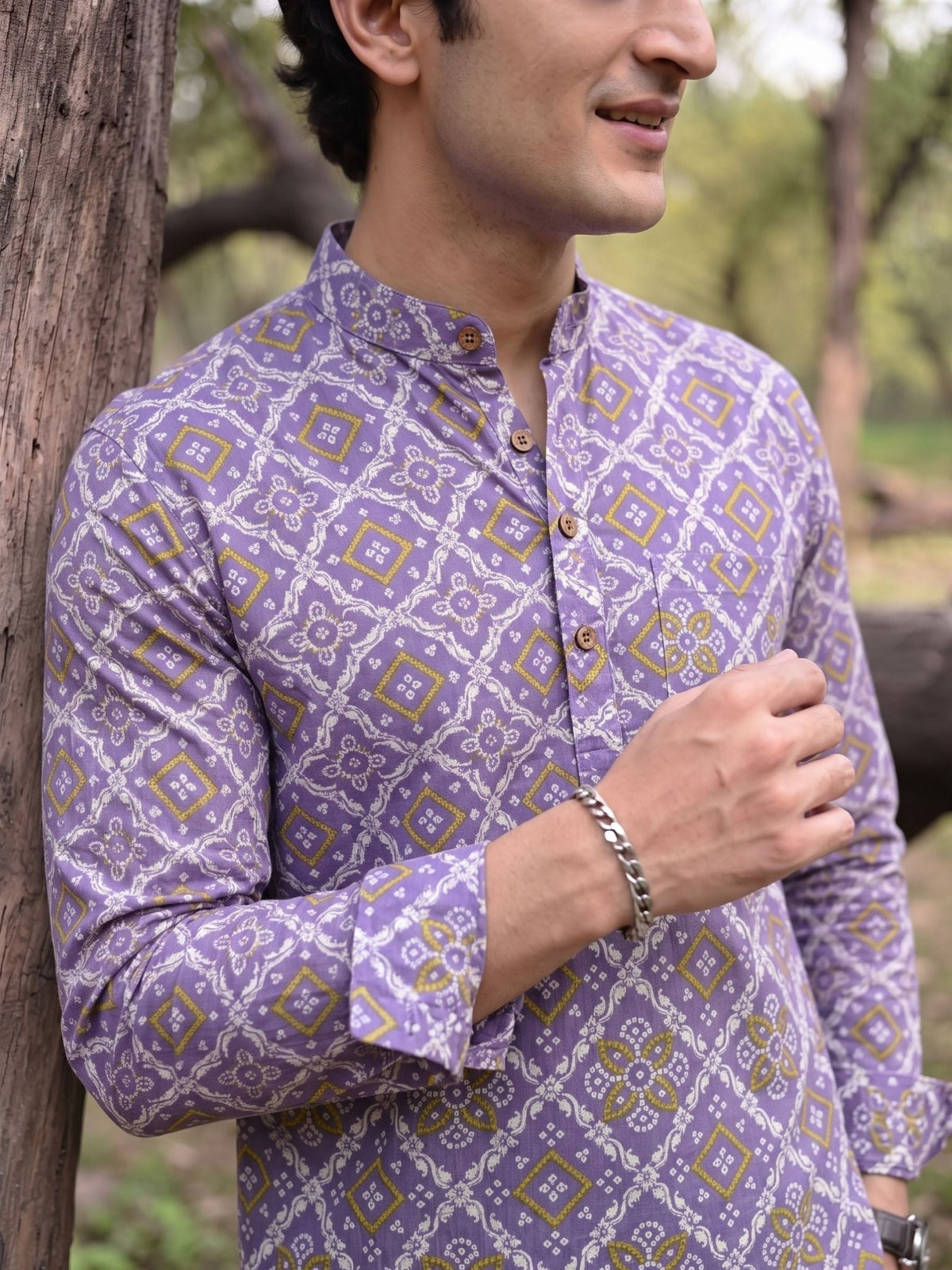 Vibrant Vibes – Men's Printed Cotton Short Kurta - Jaipuri Crown