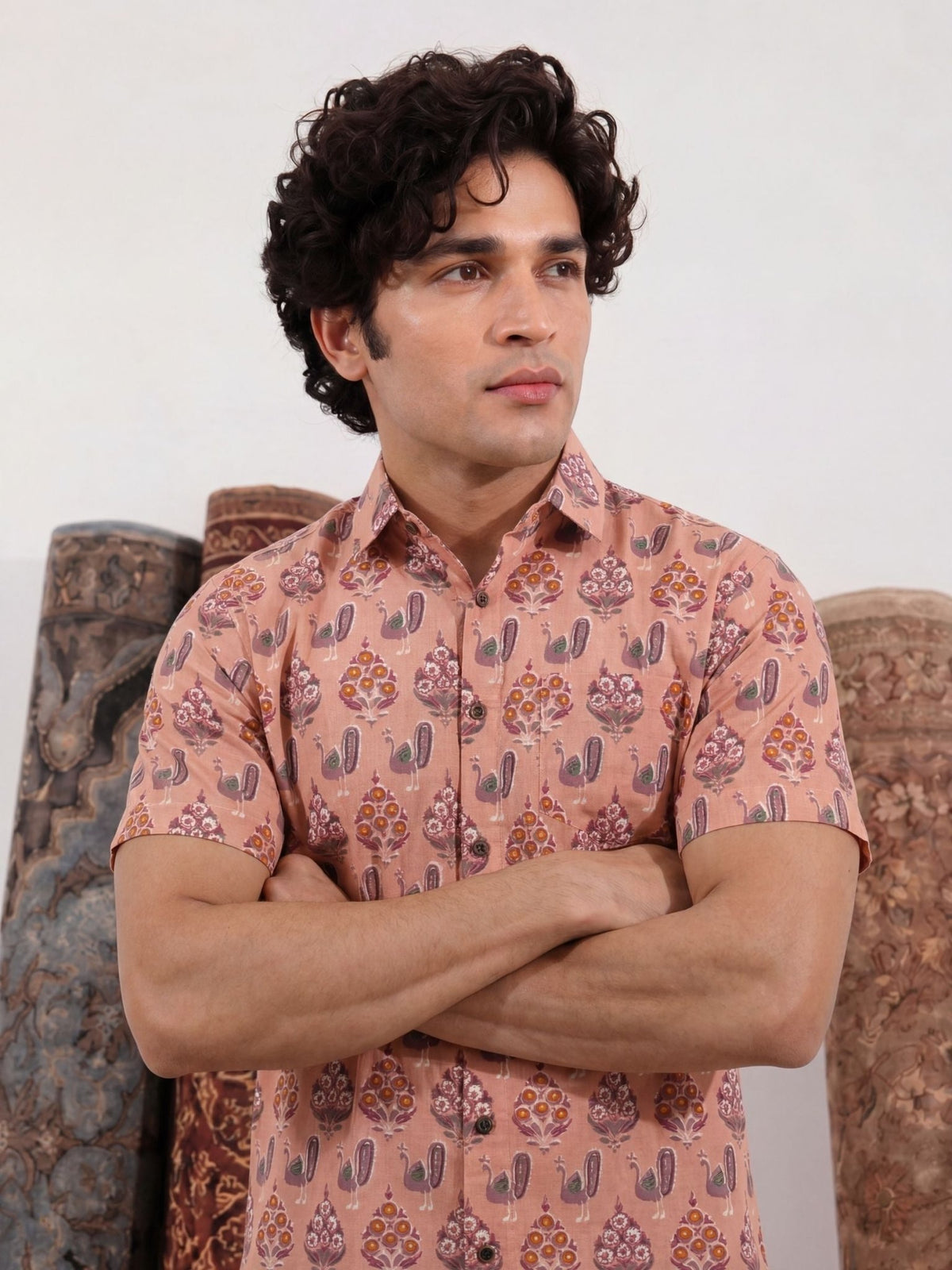Vintage Gulnaar – Printed Cotton Half Sleeve Shirt - Jaipuri Crown
