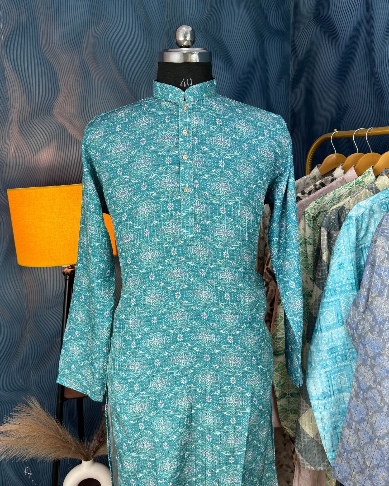 Vivid Golden Work Kurta - Jaipuri Crown