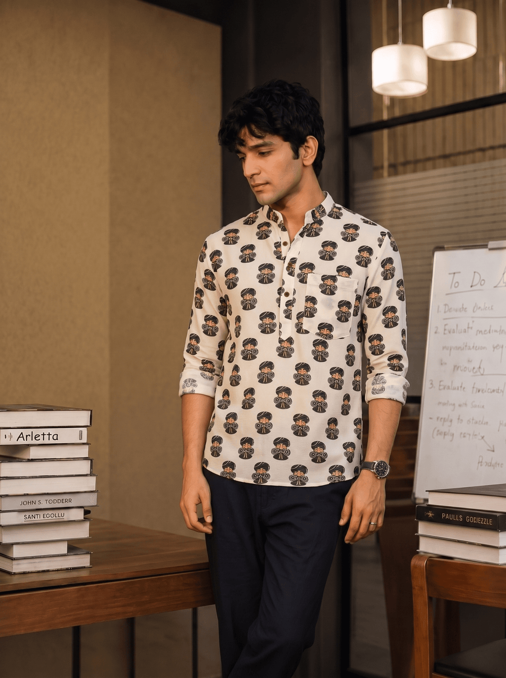 Whimsical Charm – Printed Cotton Short Kurta - Jaipuri Crown
