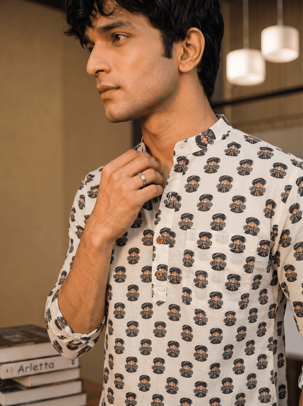 Whimsical Charm – Printed Cotton Short Kurta - Jaipuri Crown