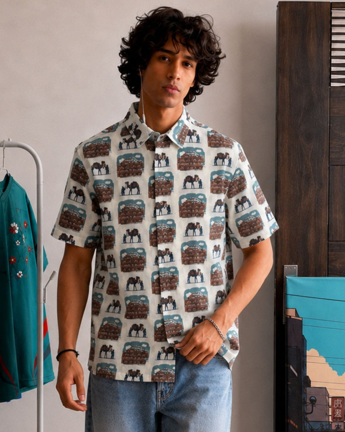 Whimsical Swing – Printed Cotton Half Sleeve Shirt - Jaipuri Crown