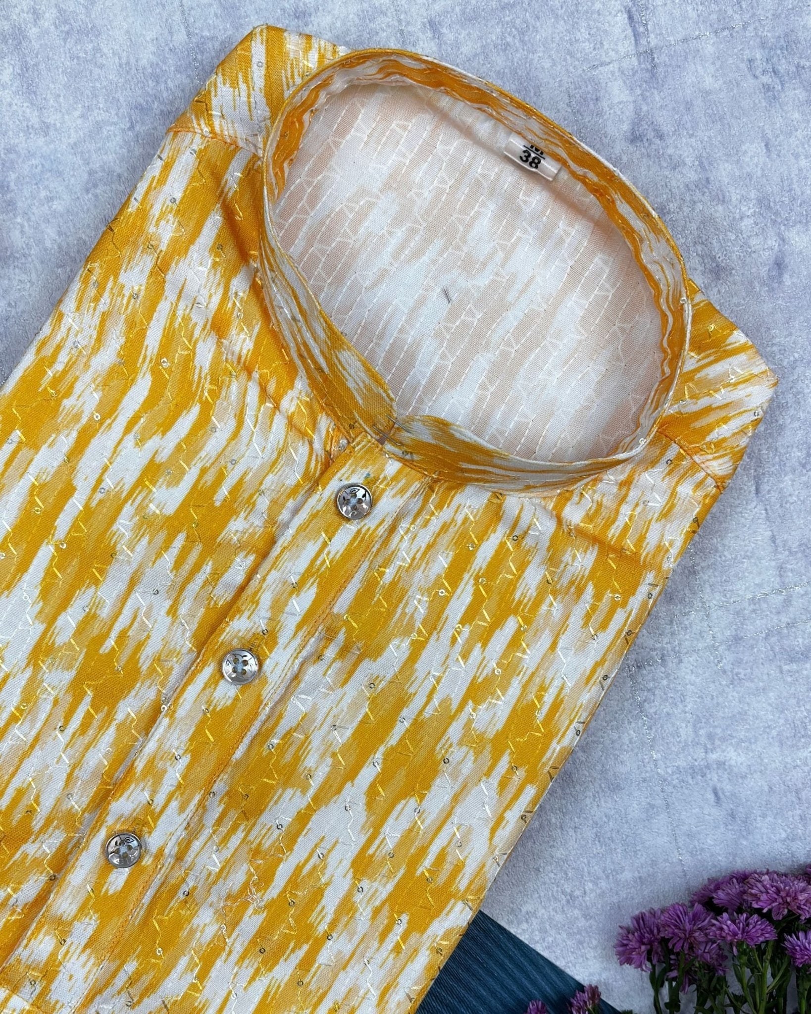 Yellow Symphony Printed Kurta - Jaipuri Crown