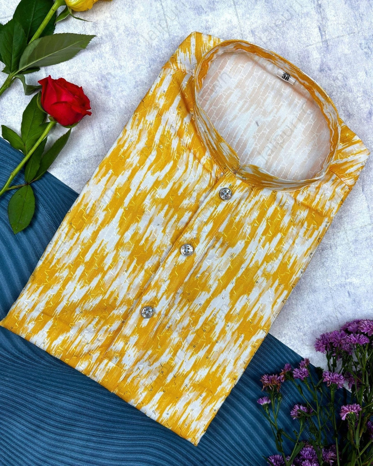 Yellow Symphony Printed Kurta - Jaipuri Crown