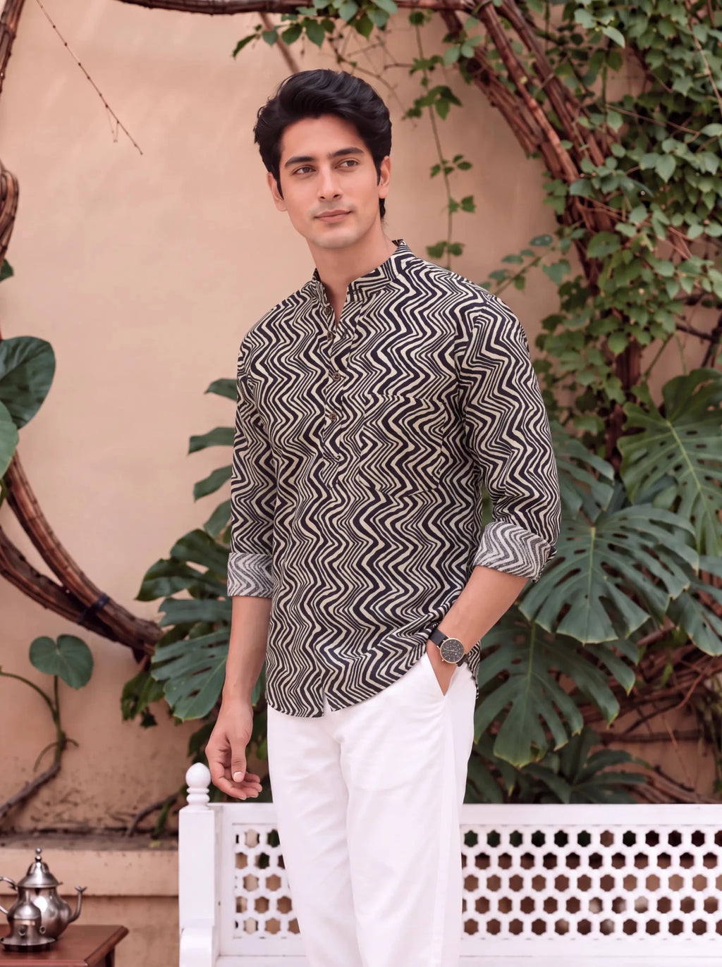 Zebra Waves – Printed Cotton Short Kurta - Jaipuri Crown