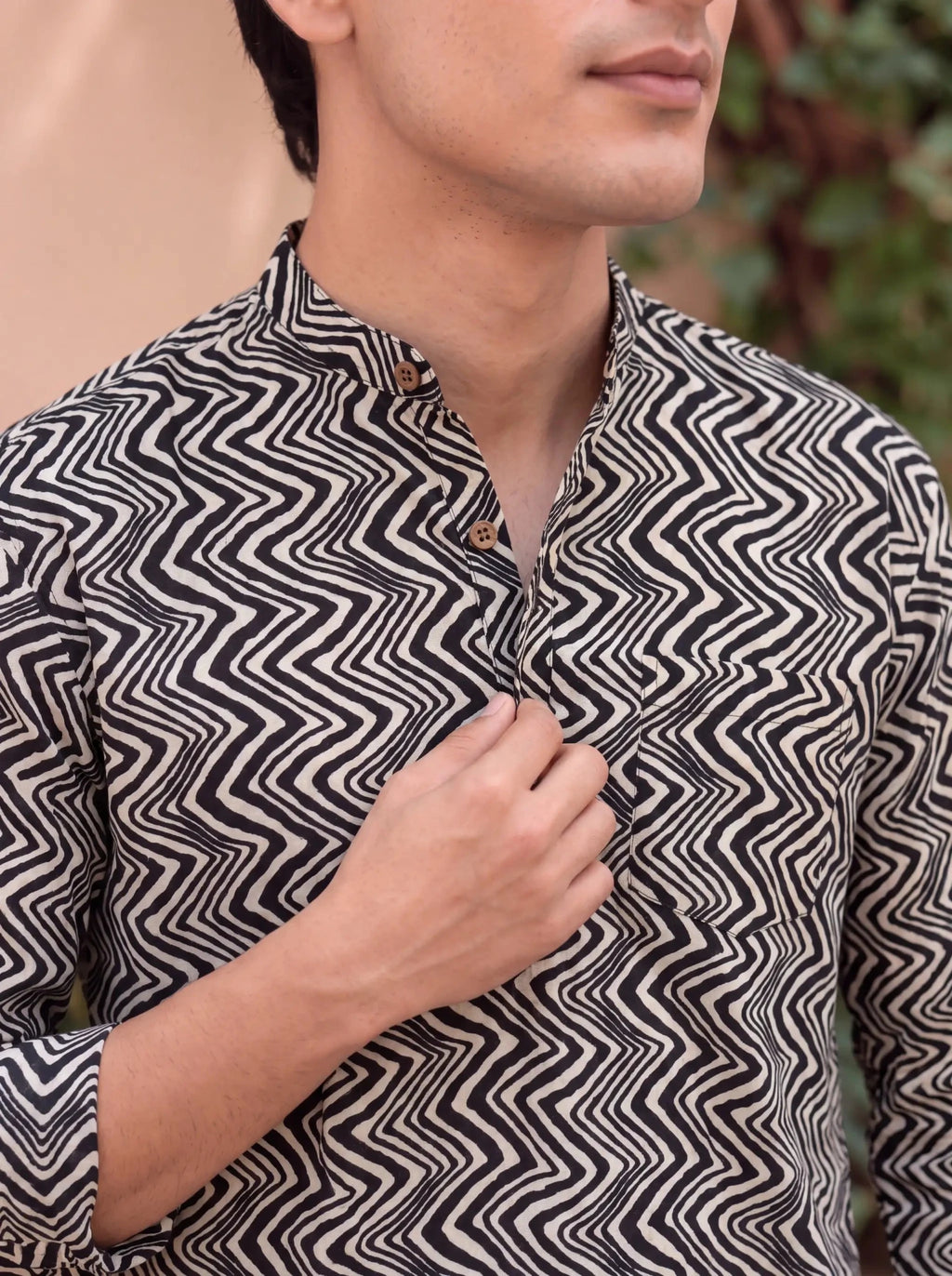 Zebra Waves – Printed Cotton Short Kurta - Jaipuri Crown
