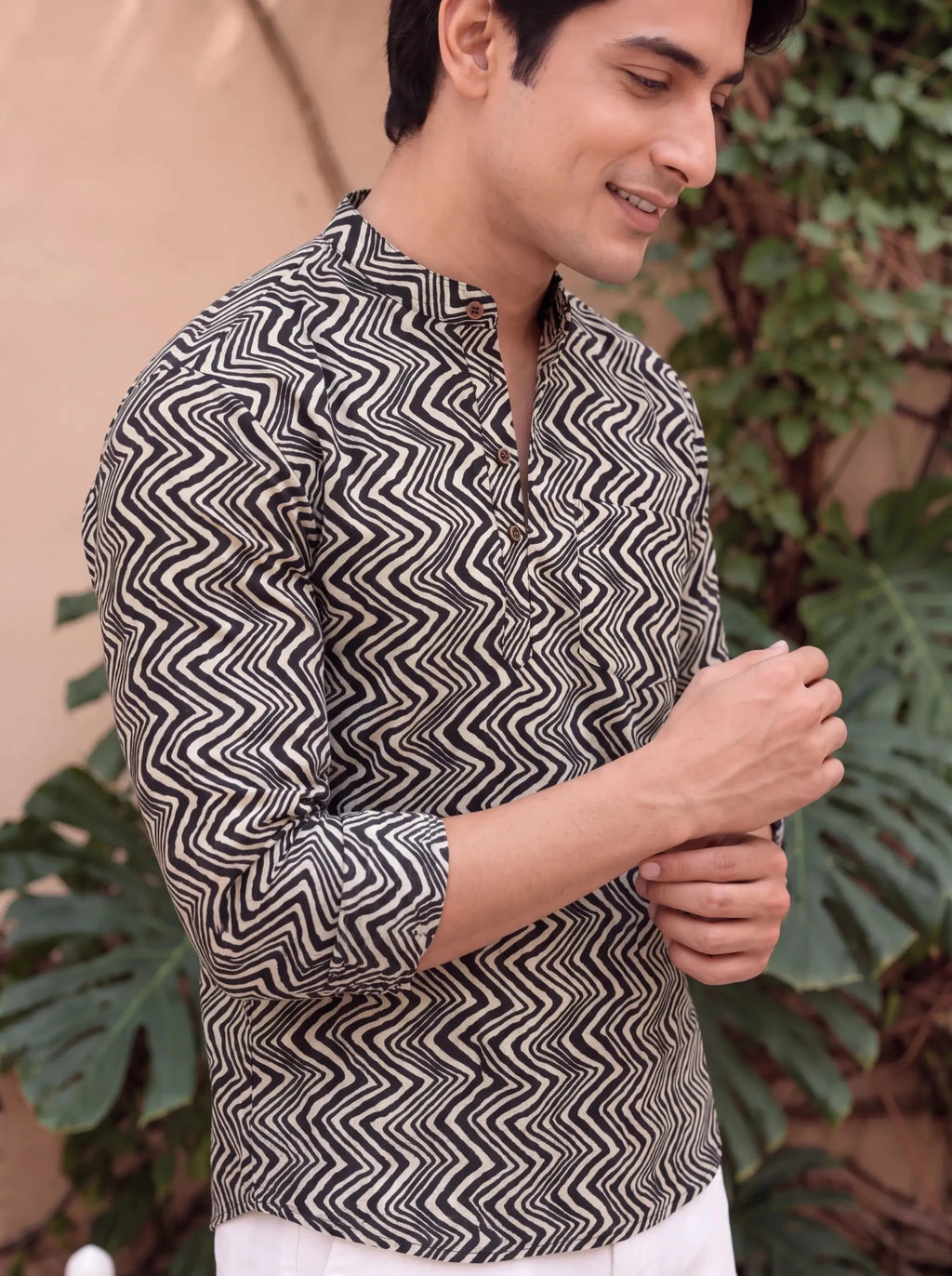 Zebra Waves – Printed Cotton Short Kurta - Jaipuri Crown