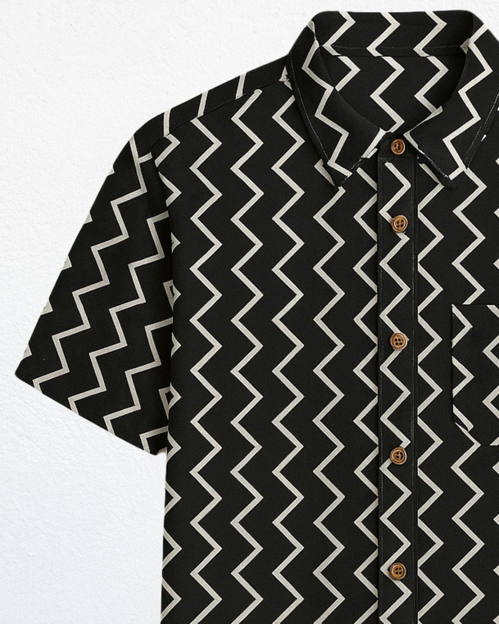 Zig Black – Half Sleeve Cotton Shirt - Jaipuri Crown