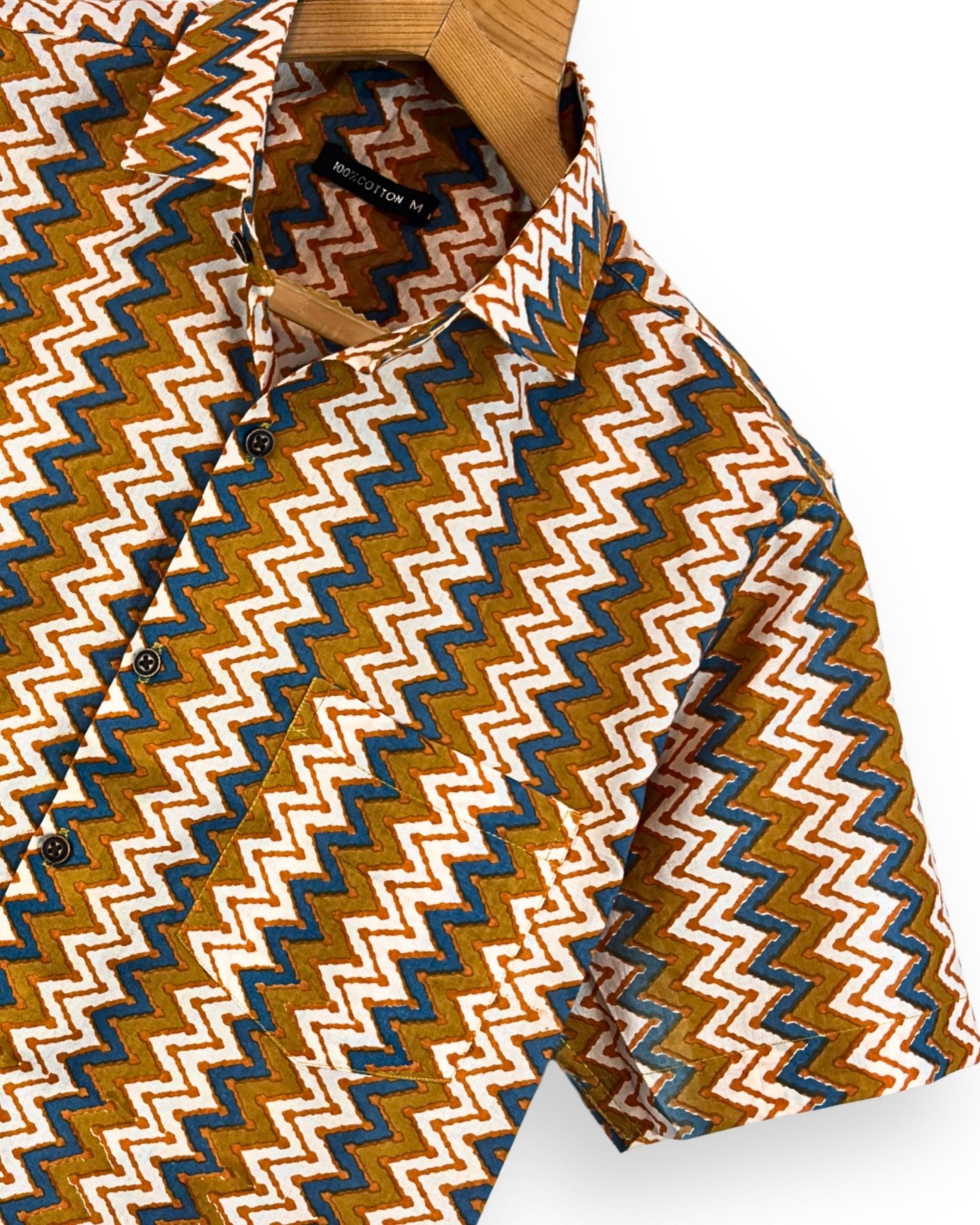 ZigZag Dunes – Half Sleeve Cotton Shirt - Jaipuri Crown