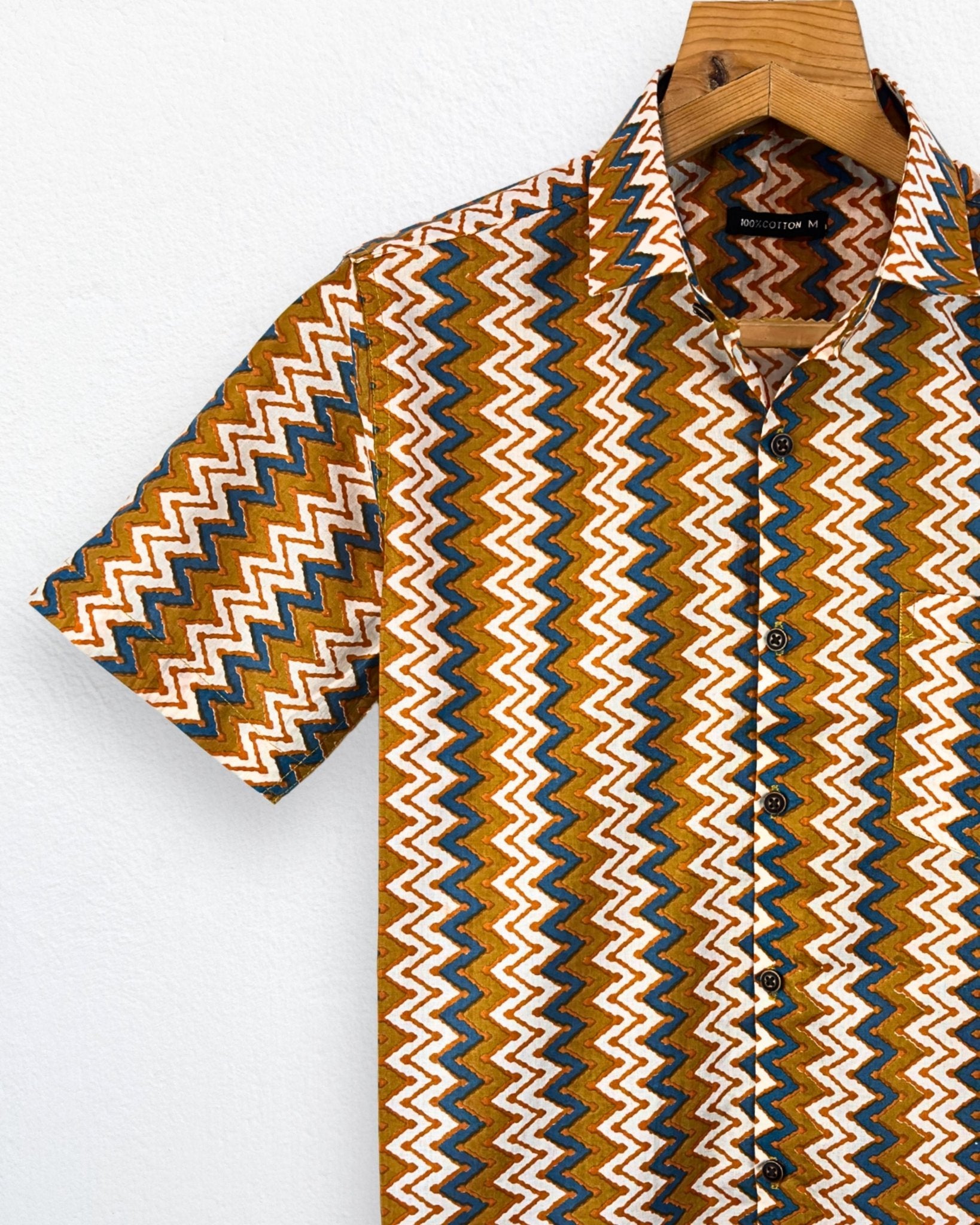 ZigZag Dunes – Half Sleeve Cotton Shirt - Jaipuri Crown