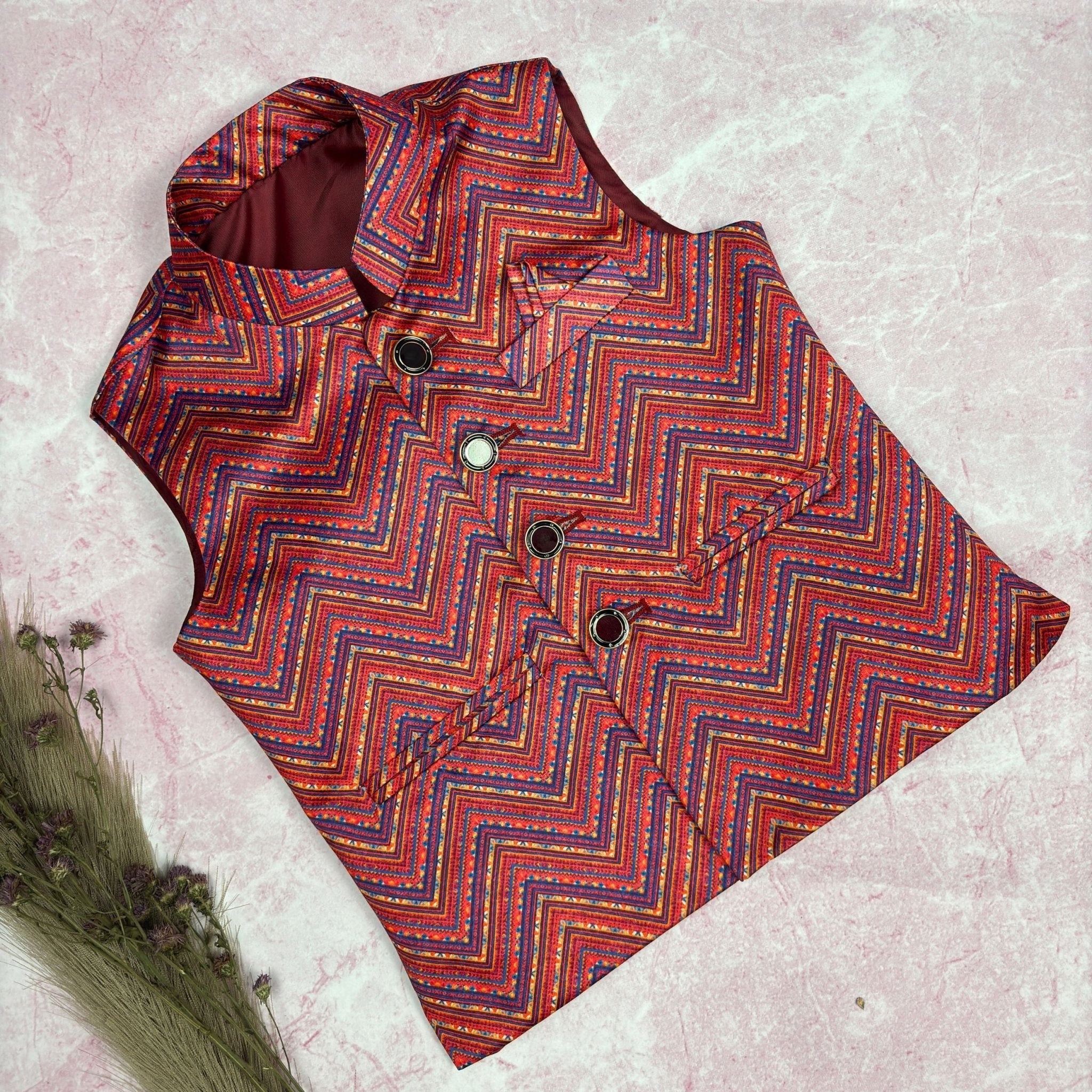 Zigzag Modi Jacket for Kids - Jaipuri Crown