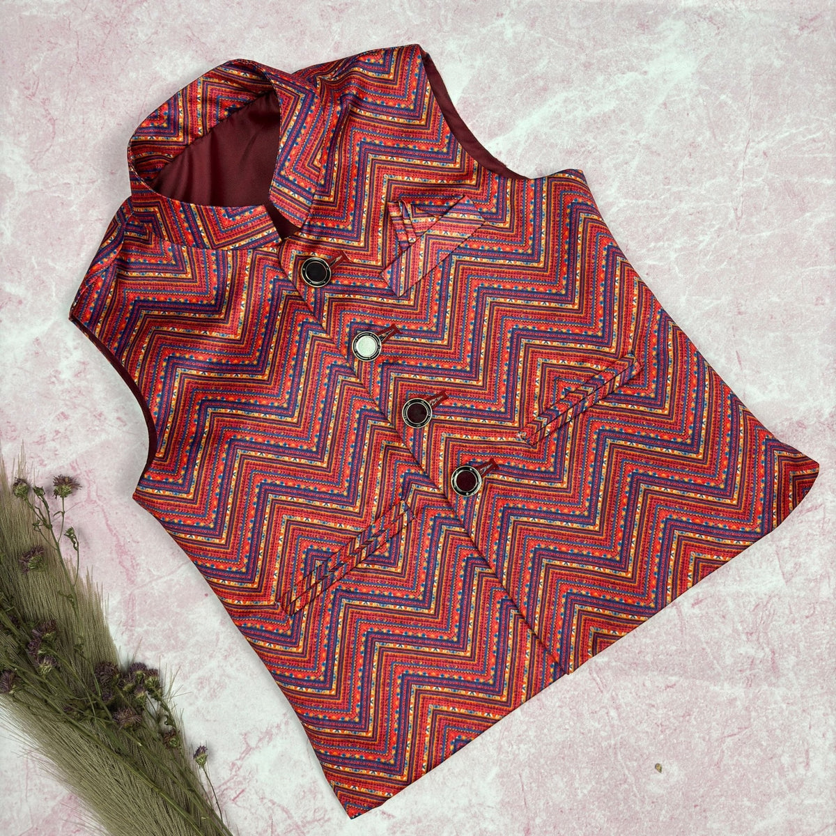 Zigzag Modi Jacket for Kids - Jaipuri Crown