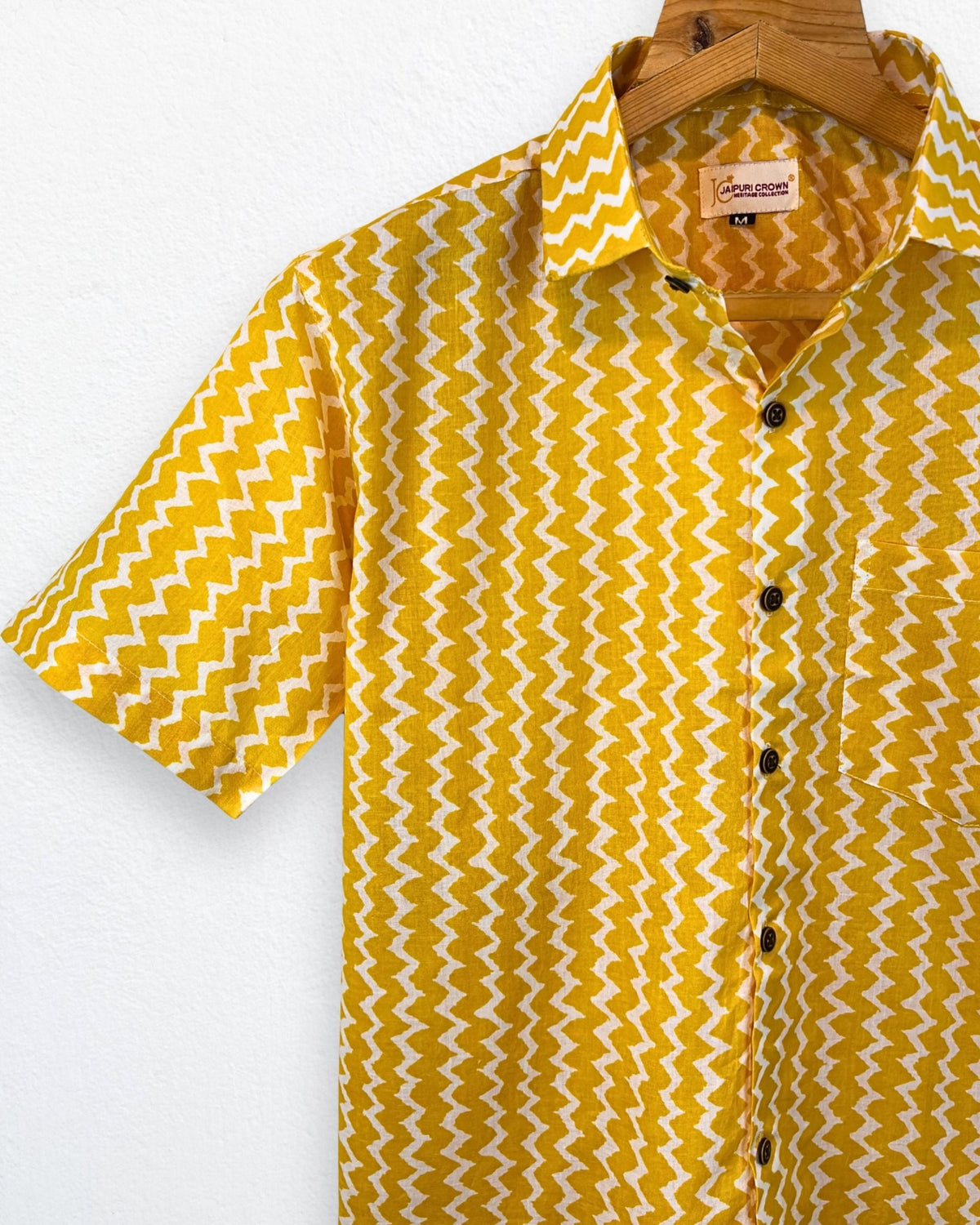 Zigzag Sunshine – Half Sleeve Cotton Shirt - Jaipuri Crown