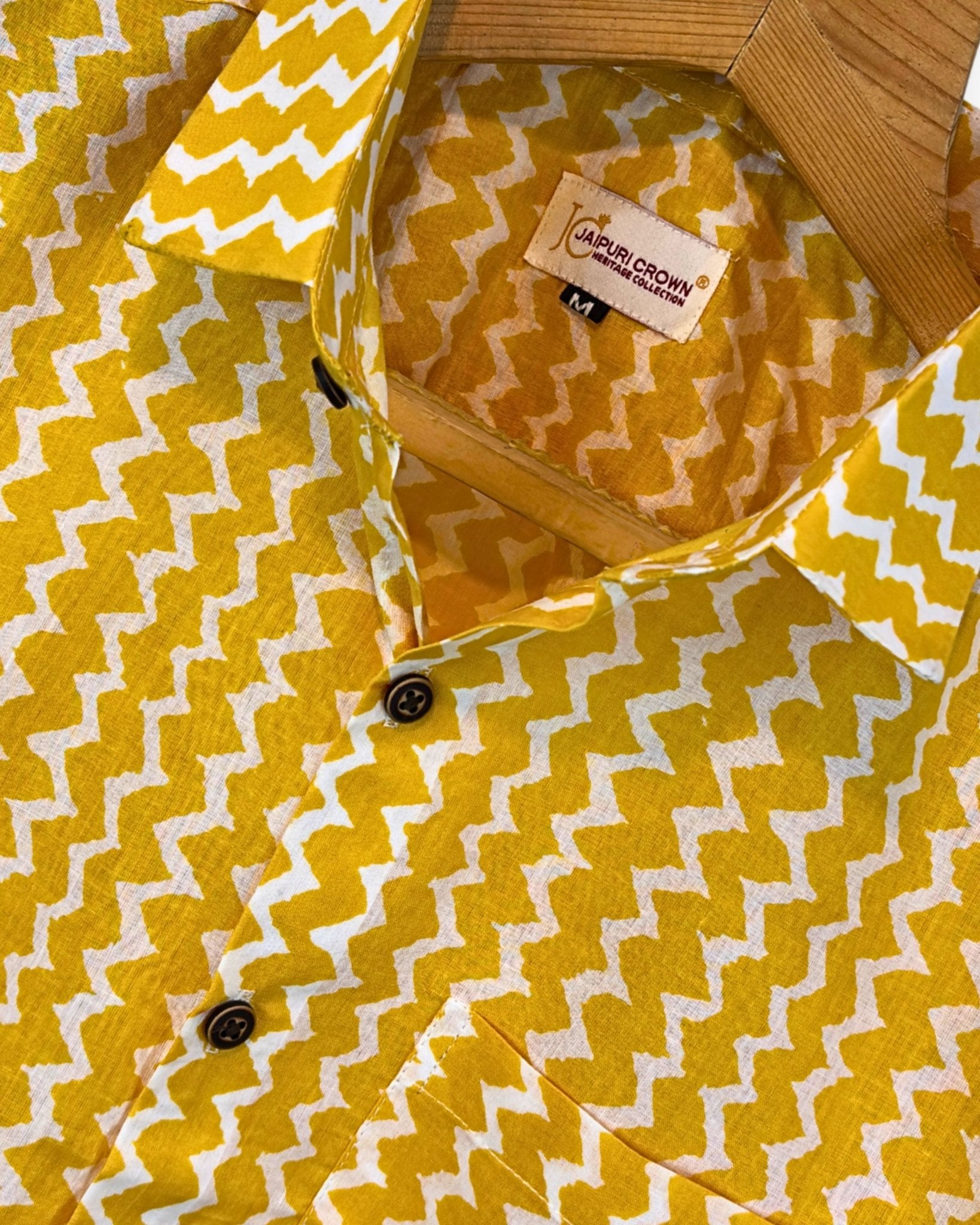 Zigzag Sunshine – Half Sleeve Cotton Shirt - Jaipuri Crown