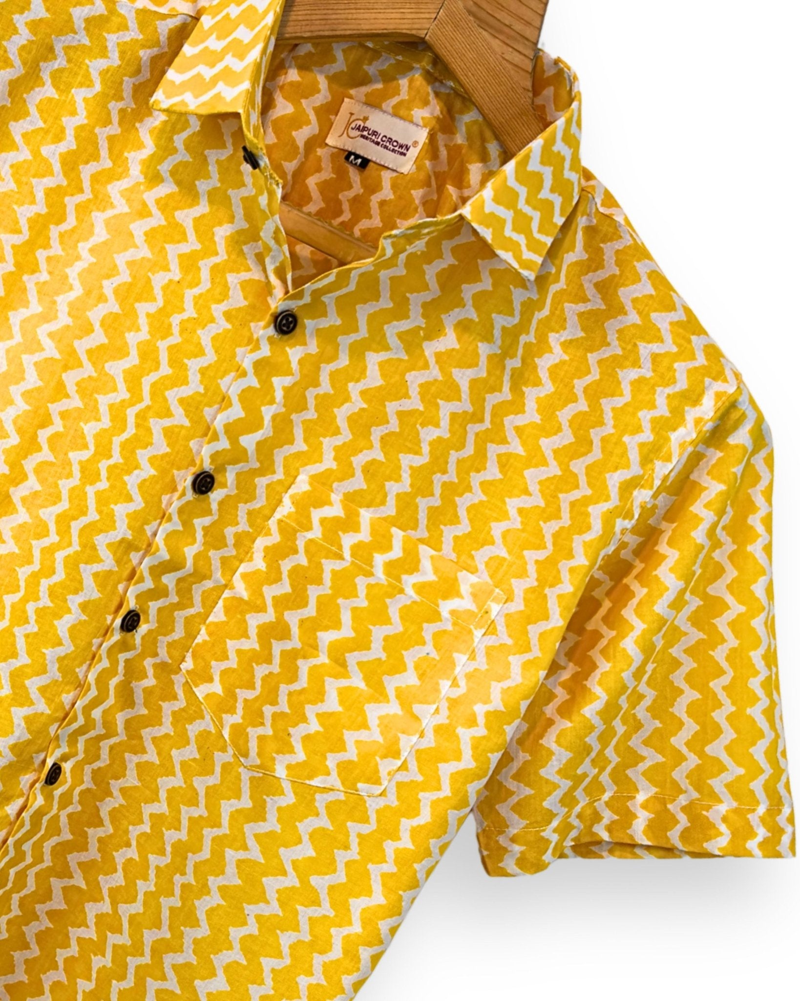 Zigzag Sunshine – Half Sleeve Cotton Shirt - Jaipuri Crown